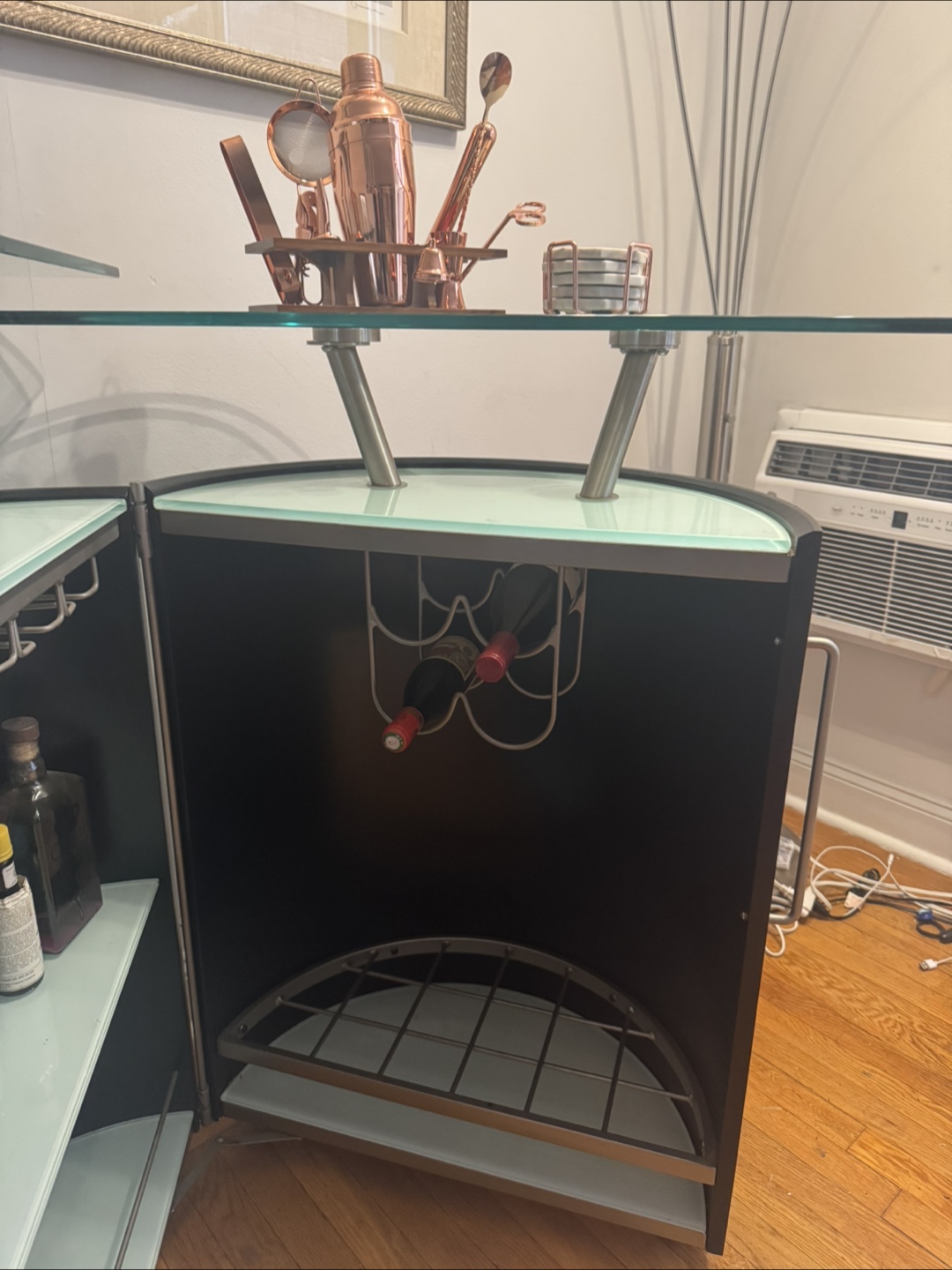 Black Bar Cabinet with Glass Top - photo 5