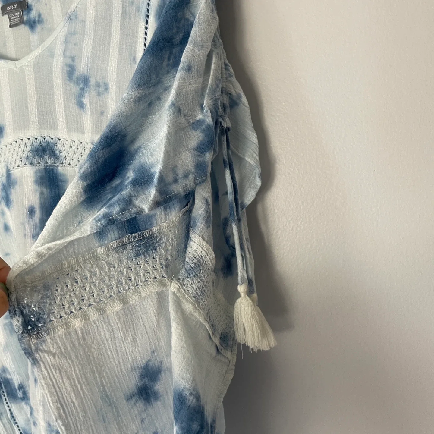 Aerie Blue Tie-Dye Boho Oversized Tunic Top Size XXS image indicator(5)
