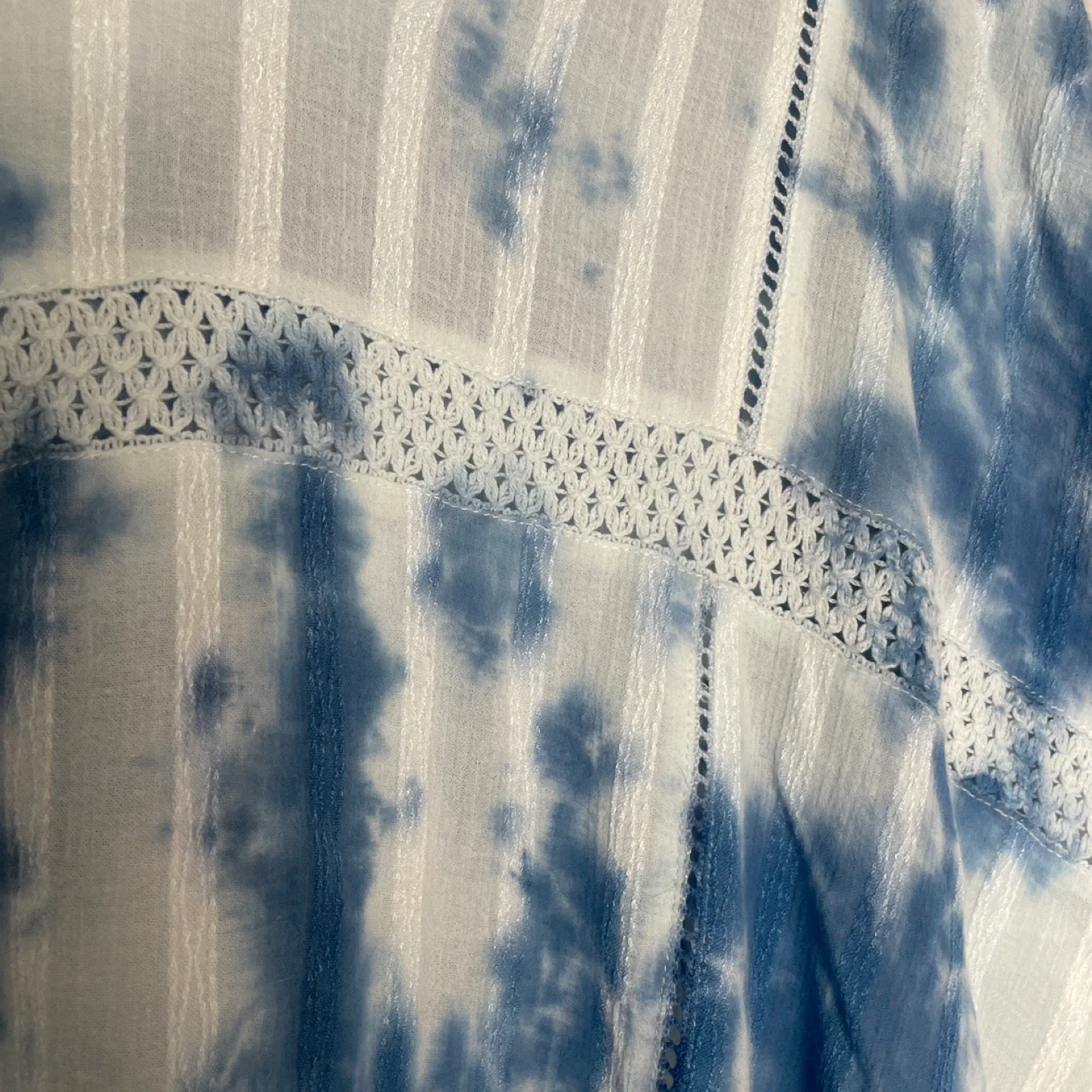 Aerie Blue Tie-Dye Boho Oversized Tunic Top Size XXS image indicator(4)