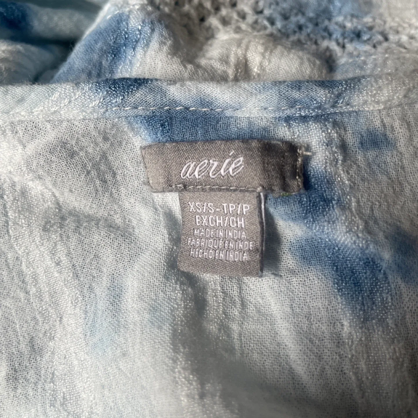 Aerie Blue Tie-Dye Boho Oversized Tunic Top Size XXS image indicator(6)