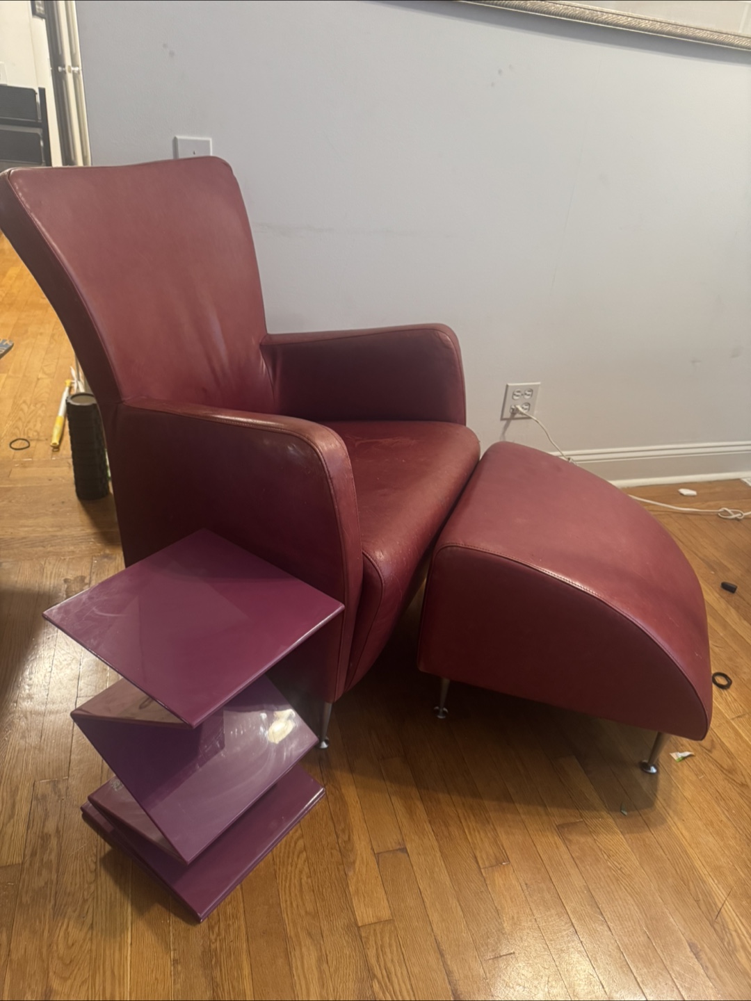 $80 OBO TODAY Red Leather Chair and Ottoman - photo 2