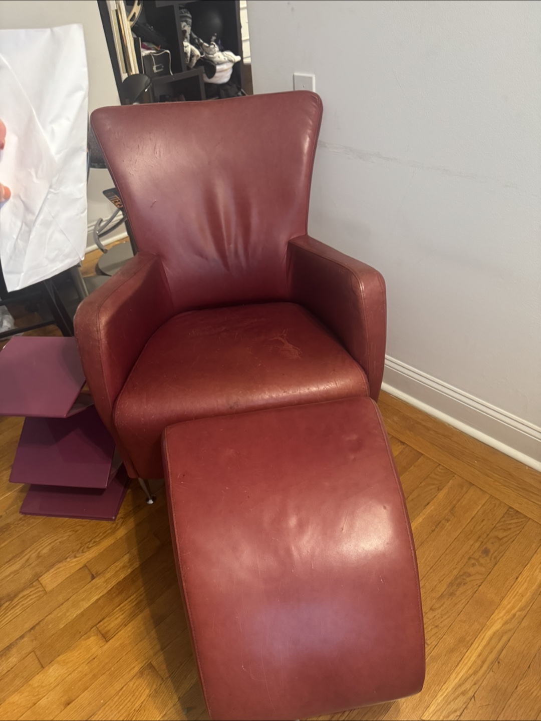 $80 OBO TODAY Red Leather Chair and Ottoman - photo 3