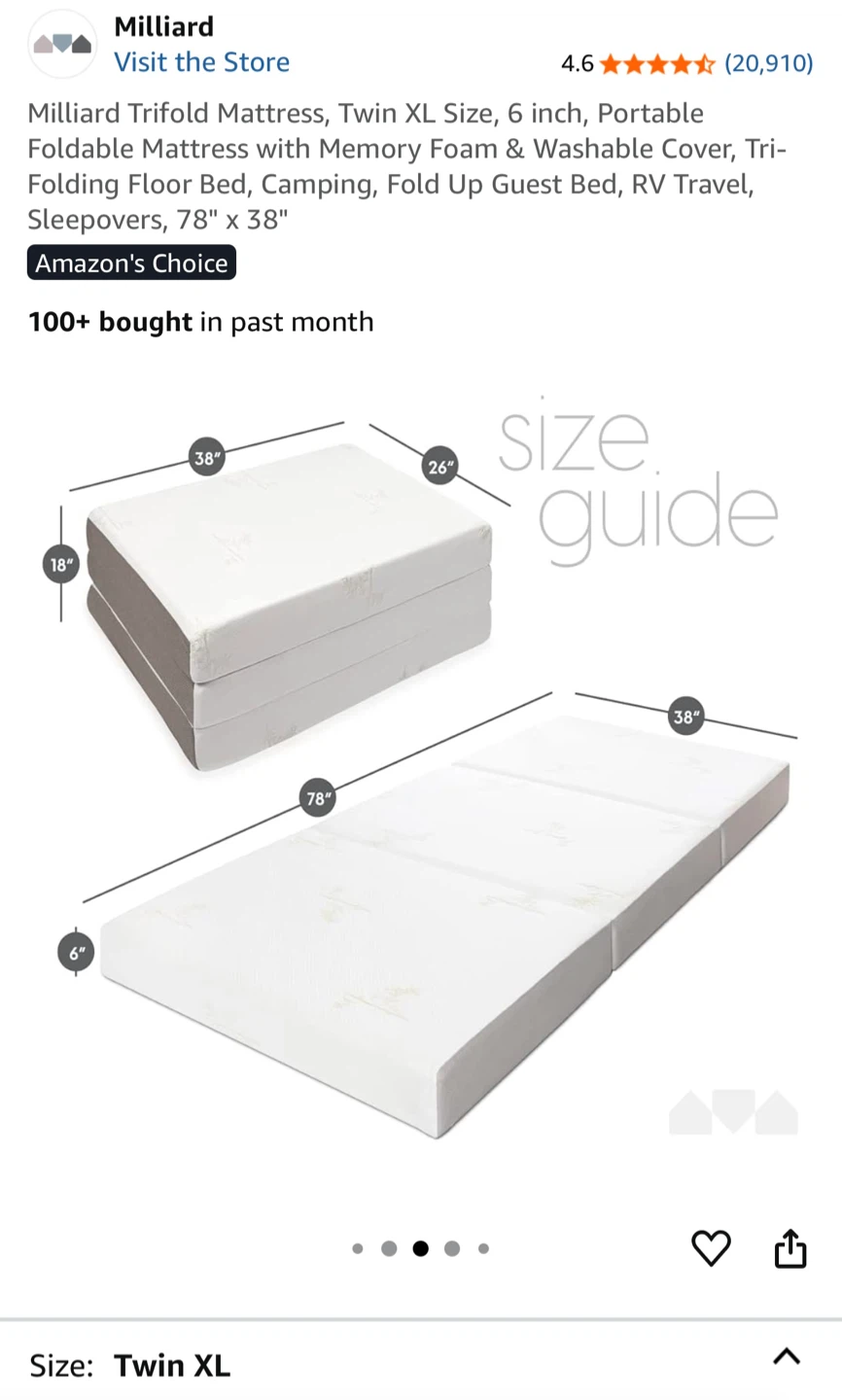 Milliard Tri-Fold Mattress - Twin XL Size - photo 3