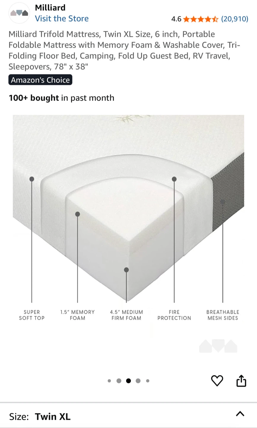 Milliard Tri-Fold Mattress - Twin XL Size - photo 4