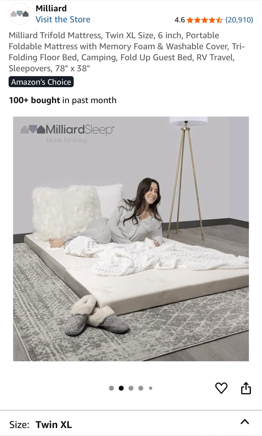 Milliard Tri-Fold Mattress - Twin XL Size - photo 2