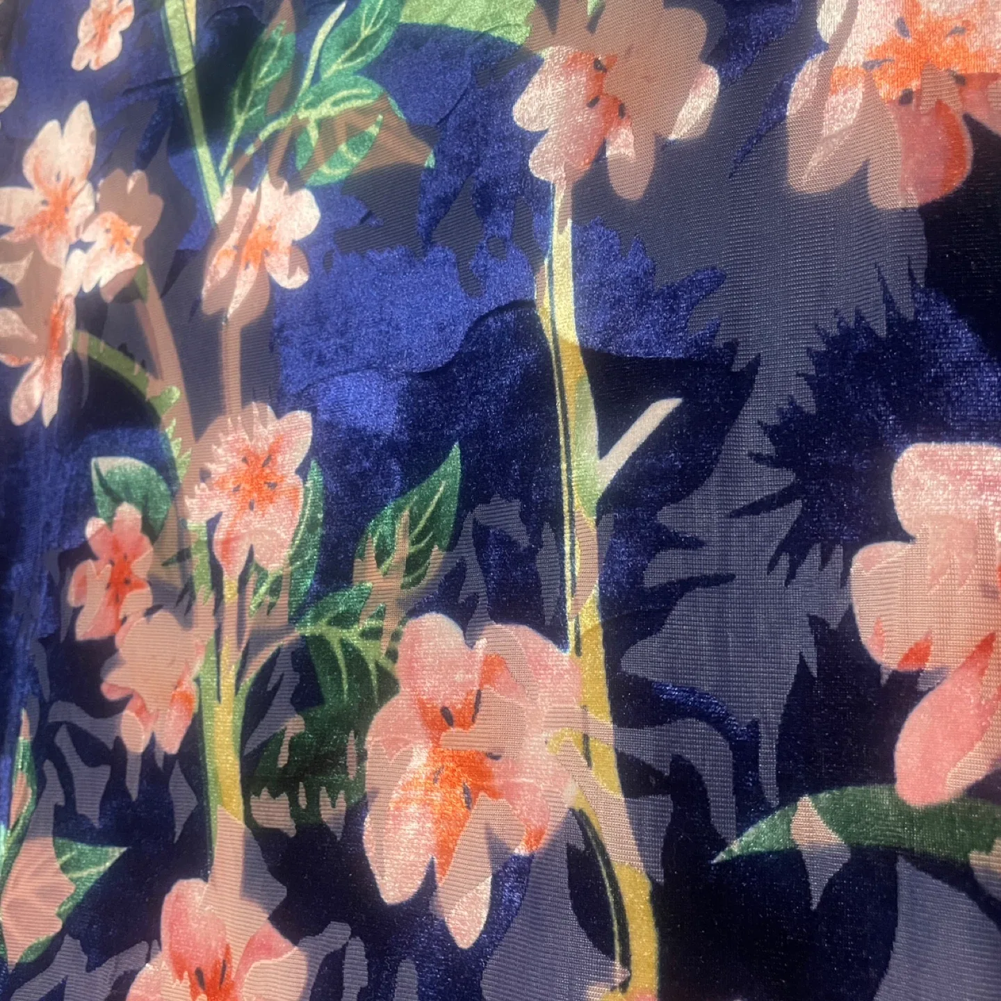 Zara Velvet Floral T-shirt Blouse Size Medium image indicator(3)