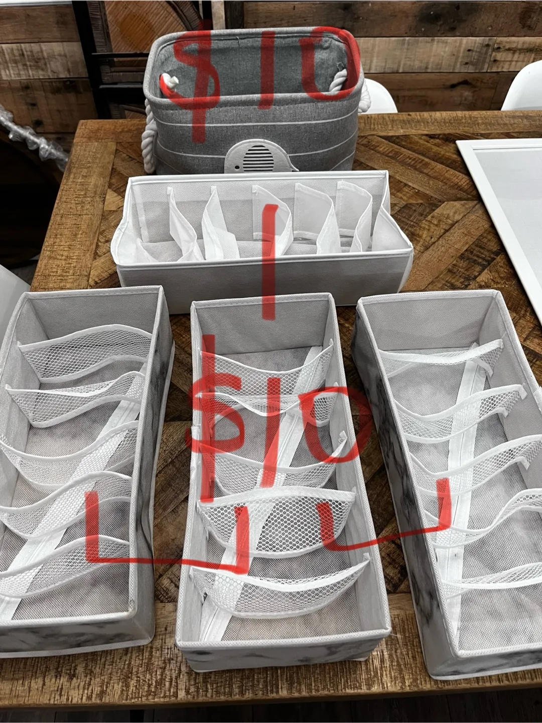 Grey drawer organizers or elephant basket thumbnail