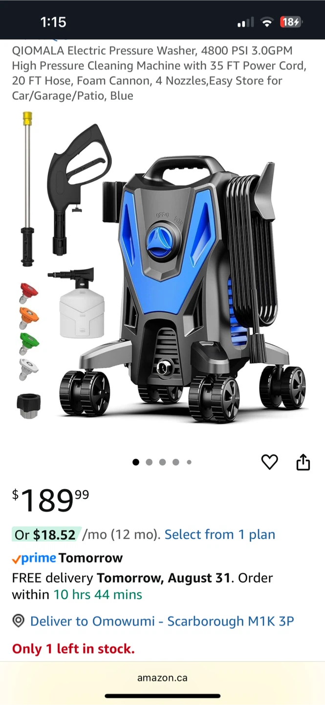 QIOMALA Electric Pressure Washer - Like New!