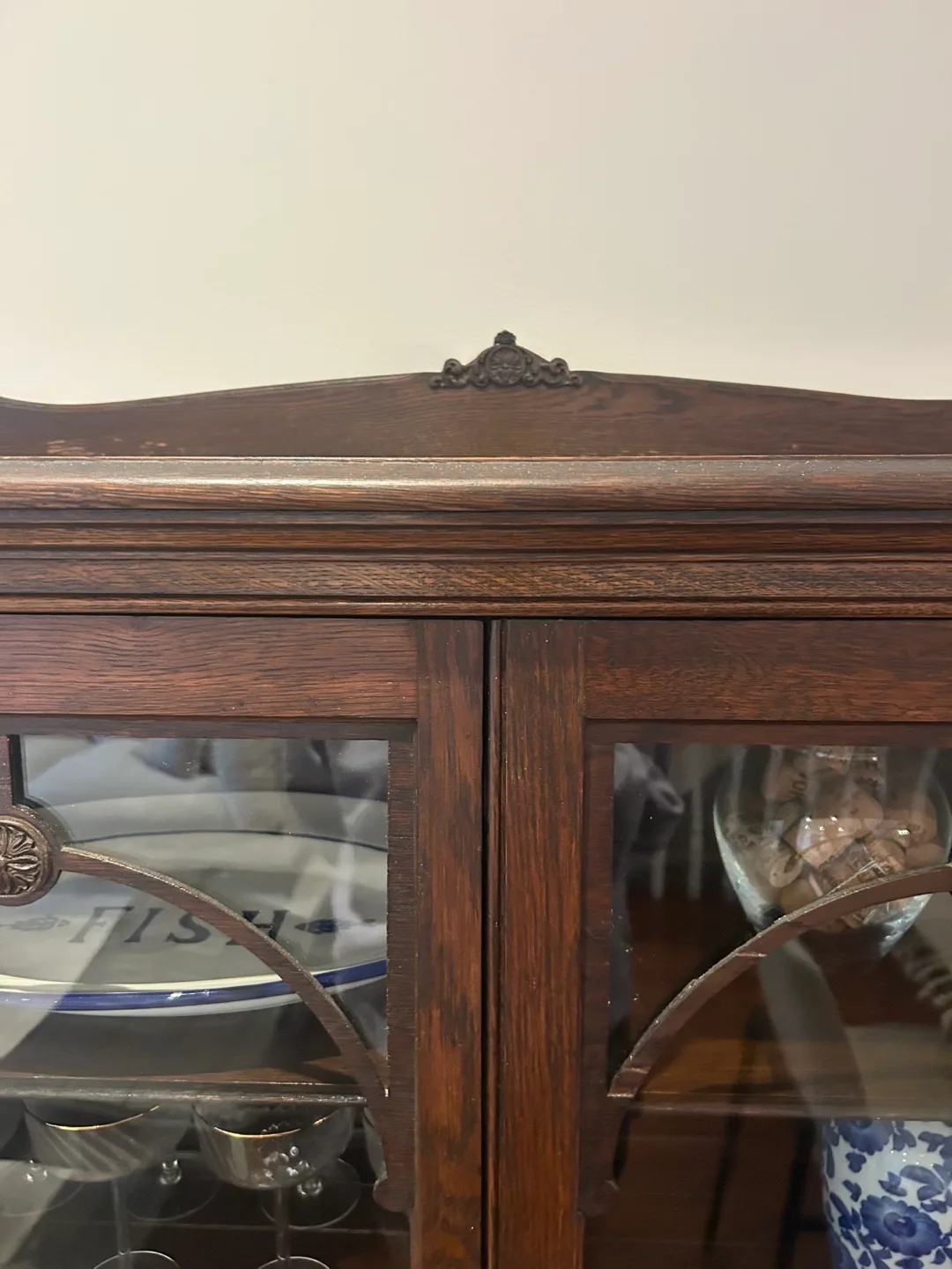 Antique Dark Wood China Cabinet image indicator(3)