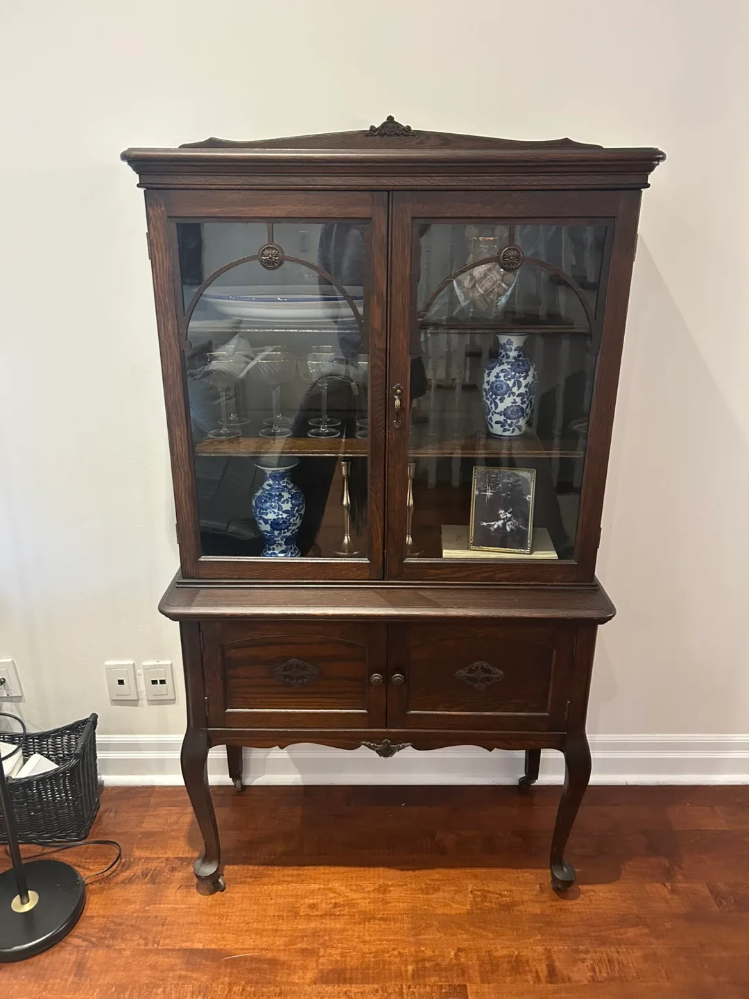 Antique Dark Wood China Cabinet image indicator(2)