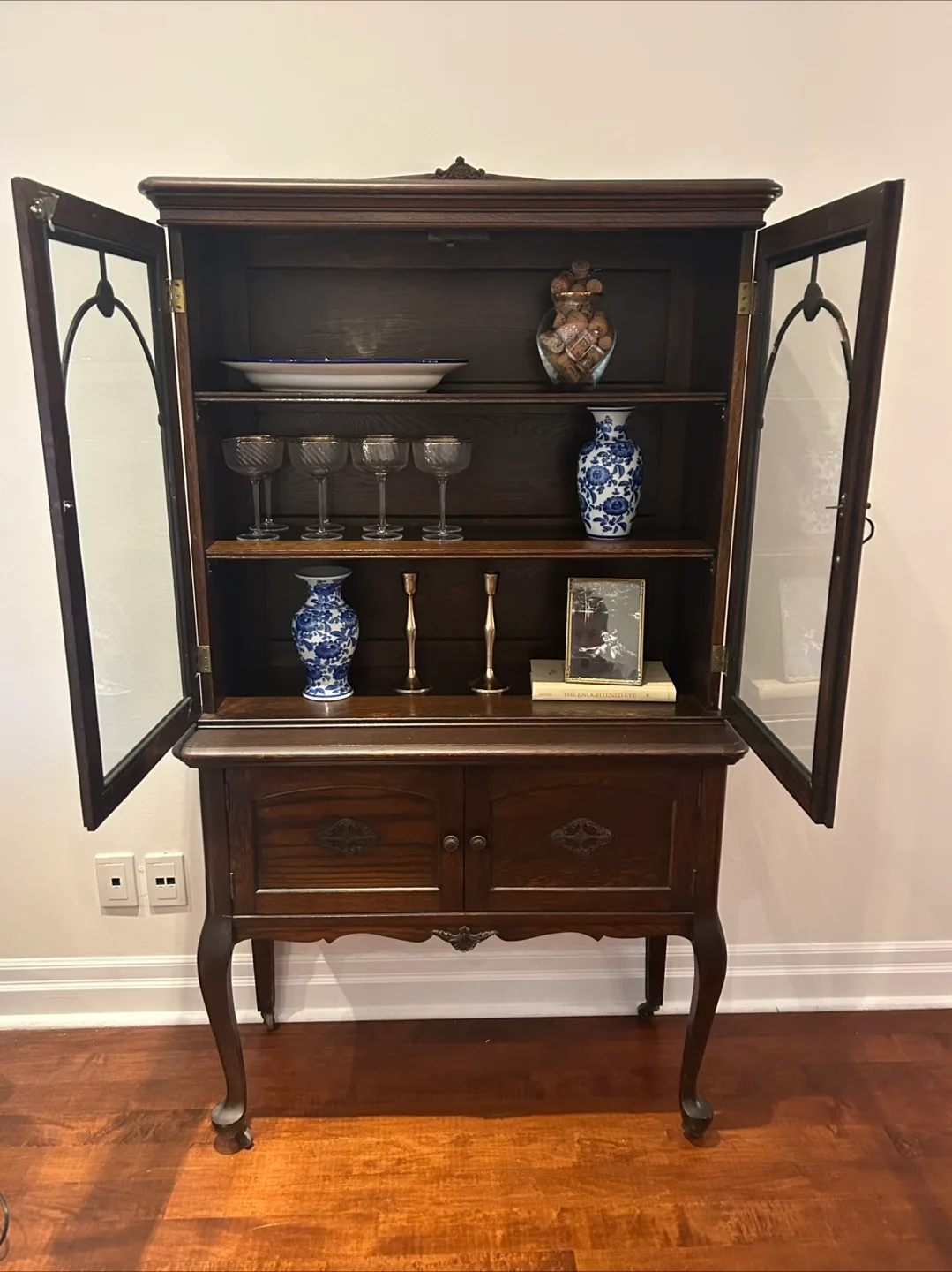 Antique Dark Wood China Cabinet image indicator(4)