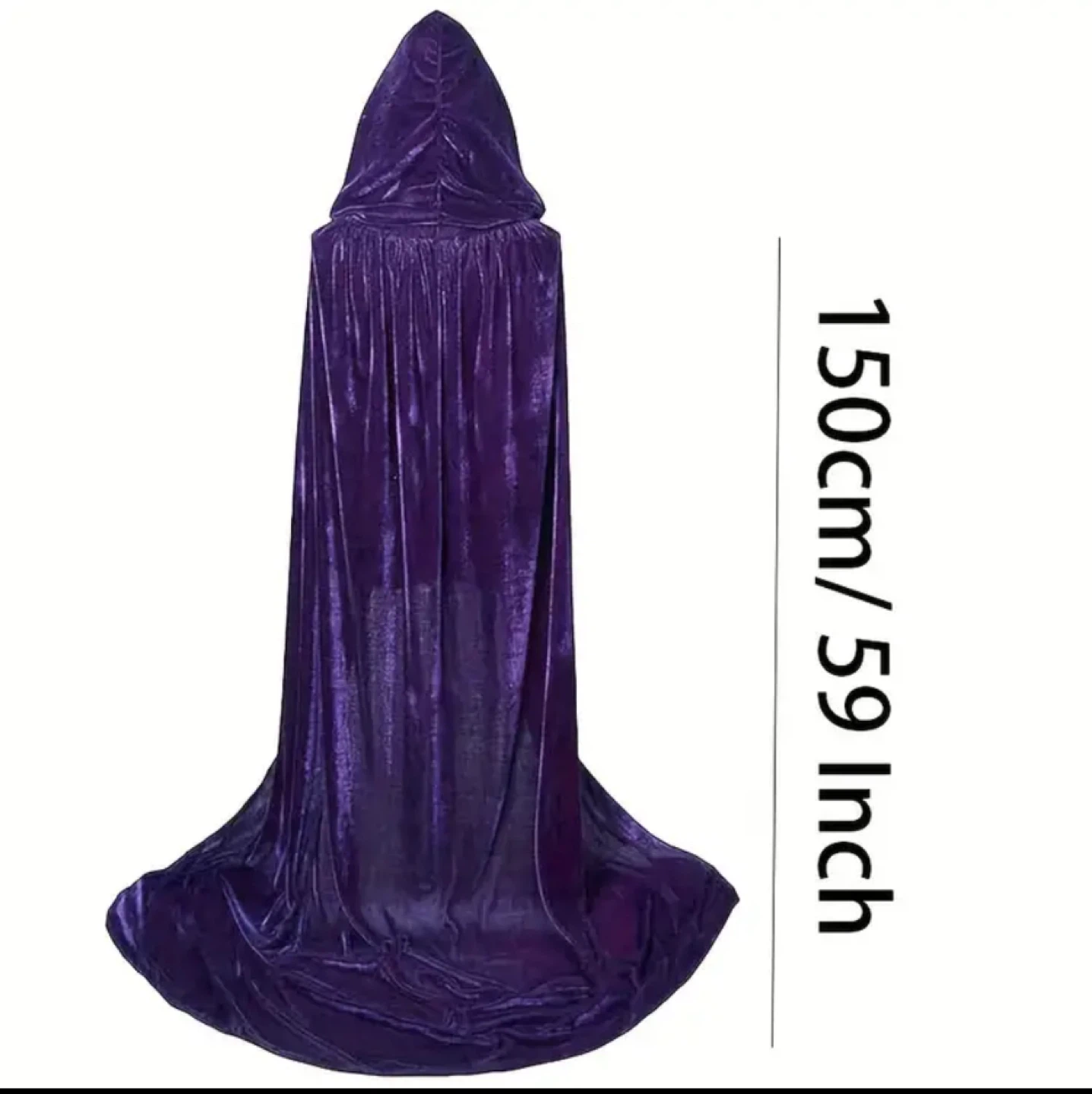 Purple Velvet Hooded Cloak - 59 inches