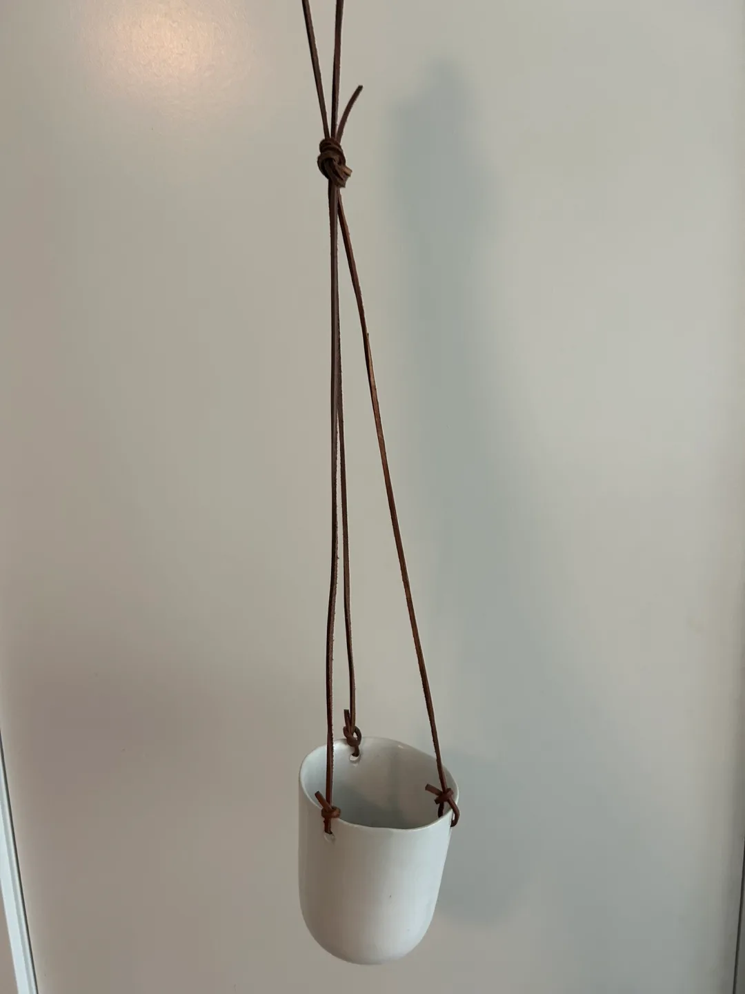 White Ceramic Hanging Planter thumbnail