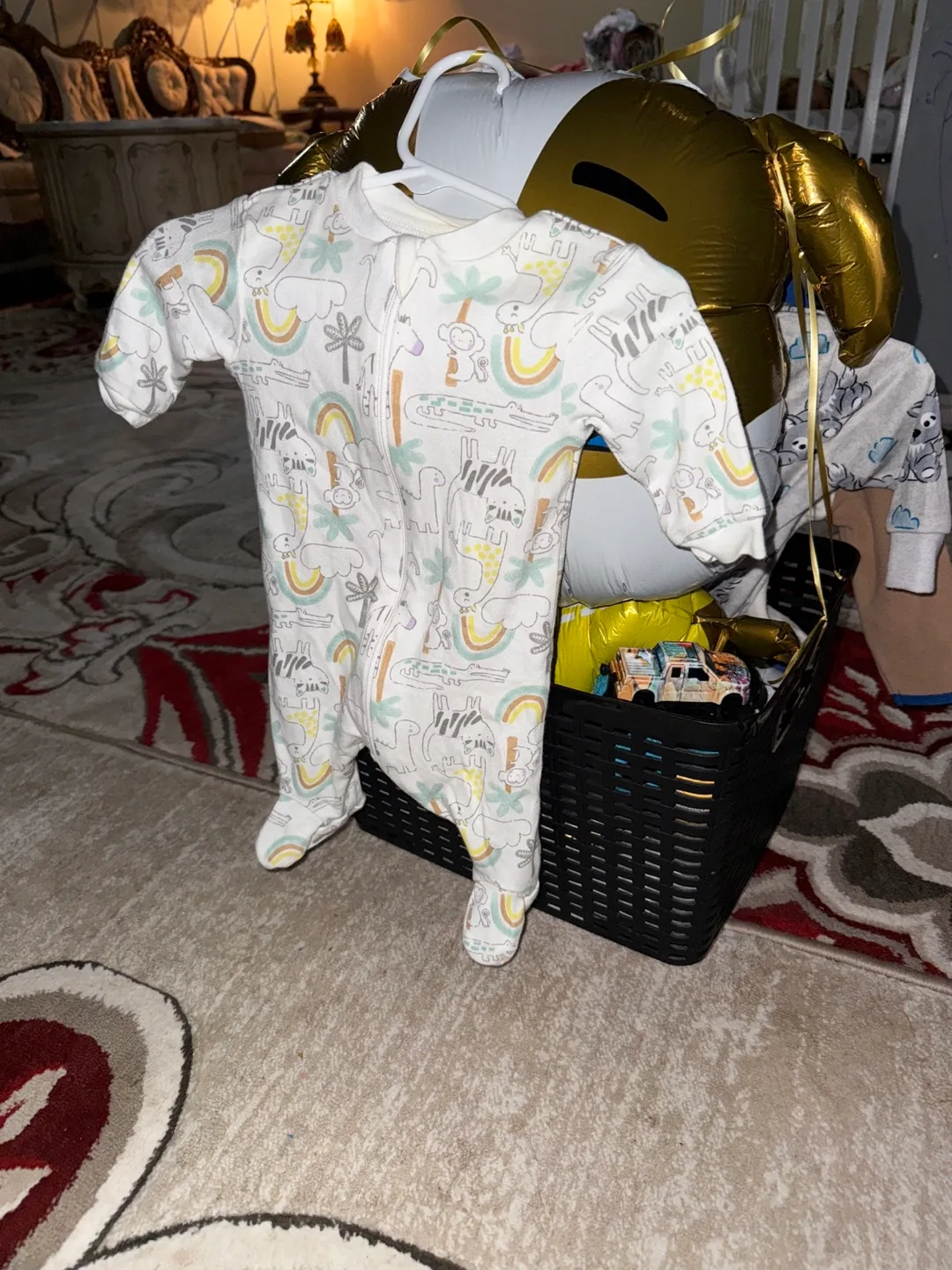 Baby Gift Basket with Clothes and Stuffed Animals thumbnail