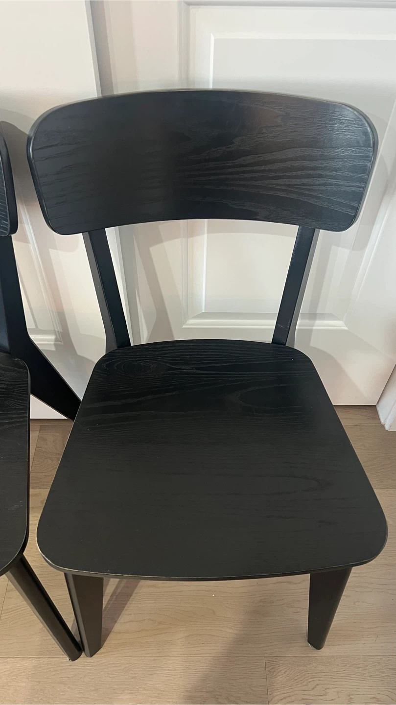 Set of 4 Black Wood Dining Chairs - photo 3
