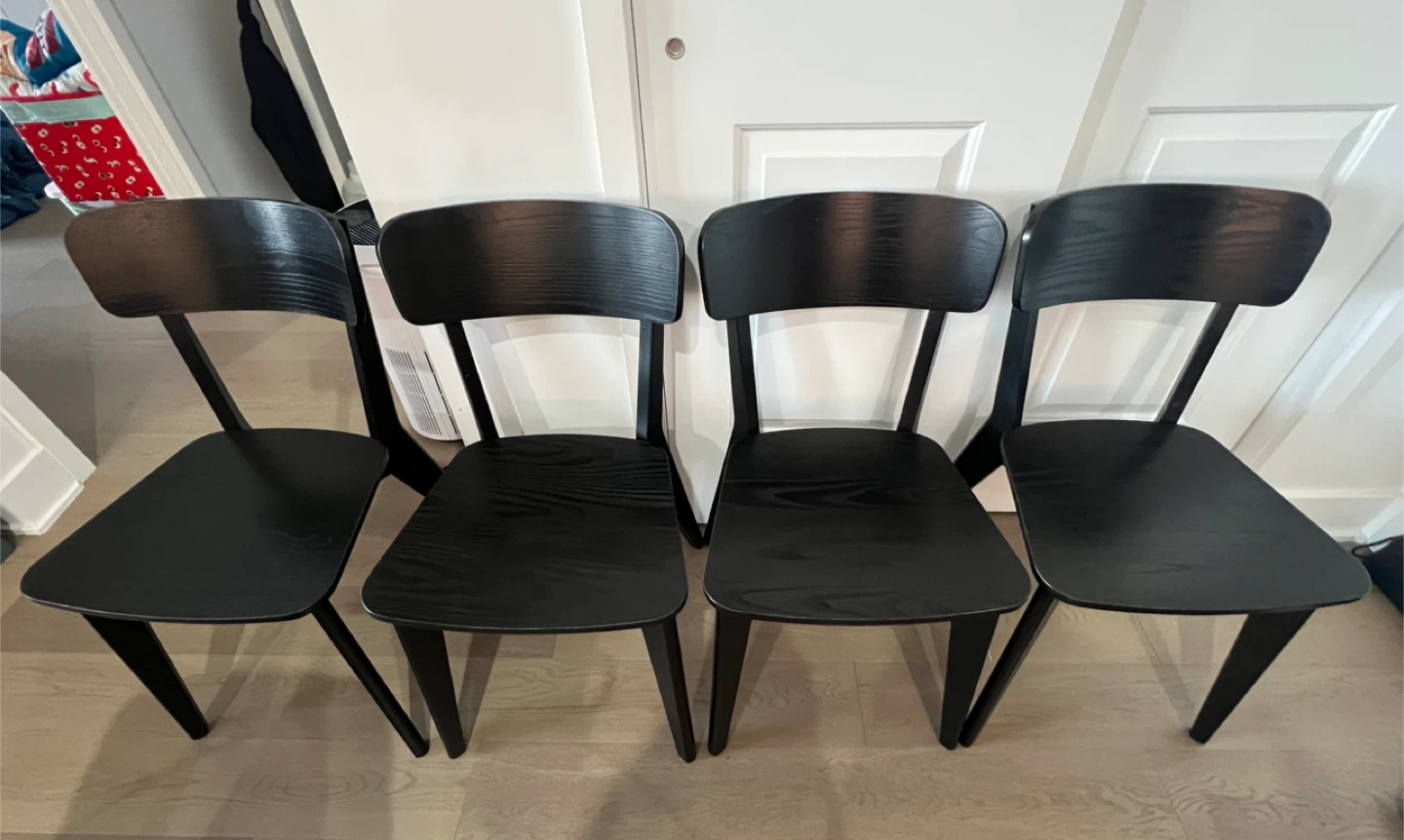 Set of 4 Black Wood Dining Chairs