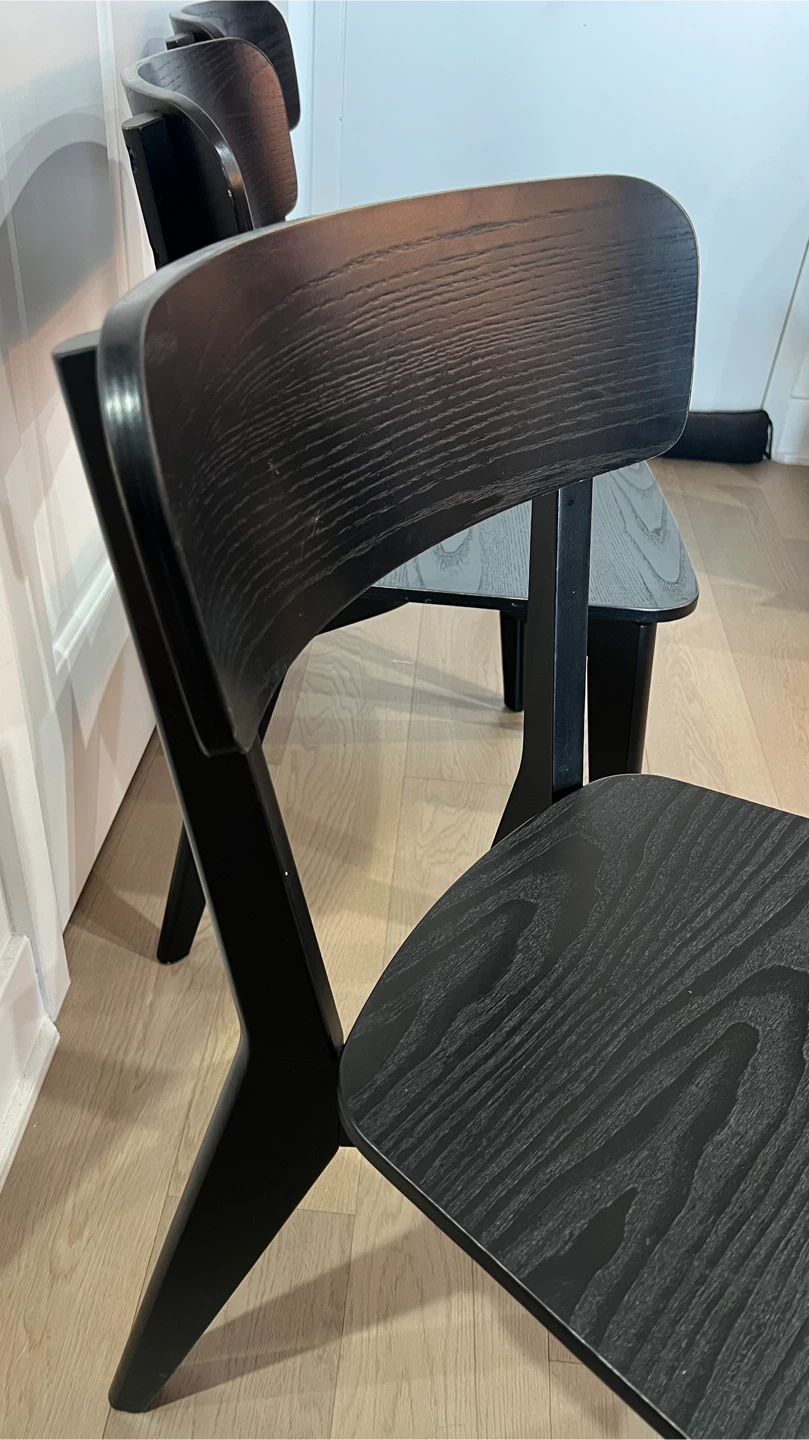 Set of 4 Black Wood Dining Chairs - photo 4