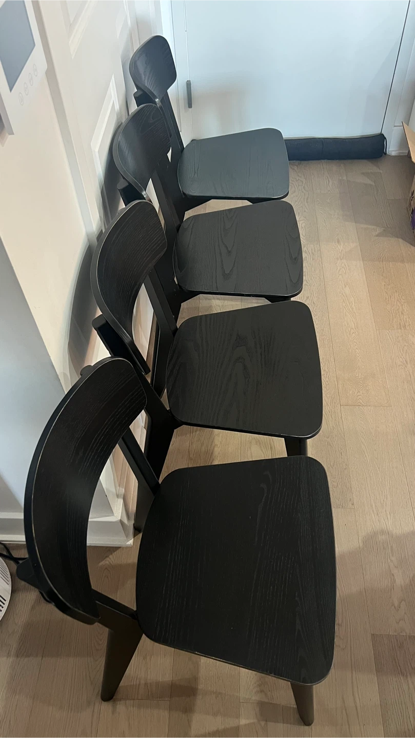 Set of 4 Black Wood Dining Chairs - photo 2
