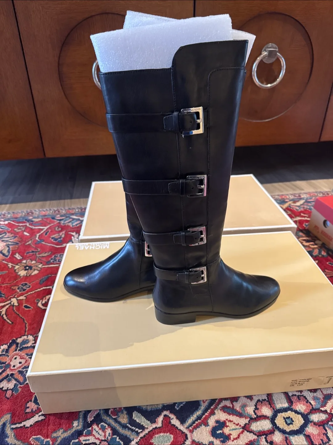 Michael Kors Black Leather Riding Boots thumbnail