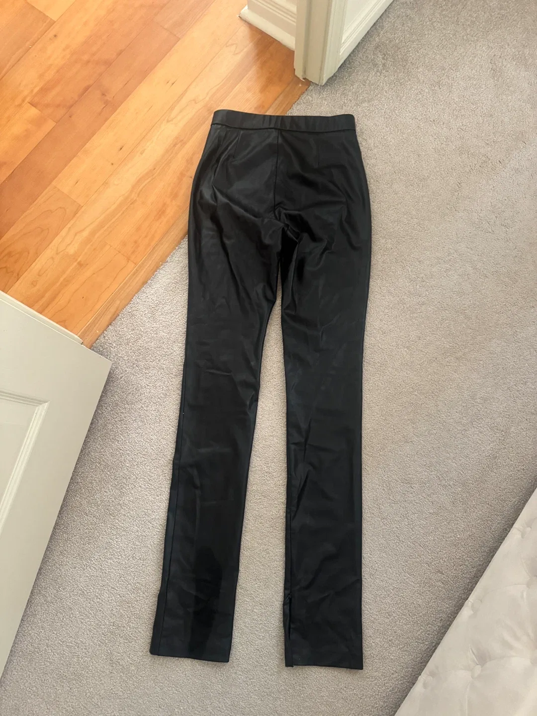 Zara Faux Leather Split Hem Pants - Size Small image indicator(3)