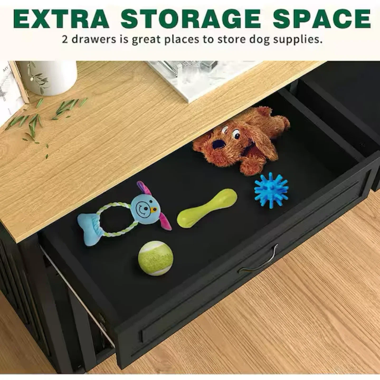 Black Wood Storage Cabinet with Dog Crate (New) image indicator(3)