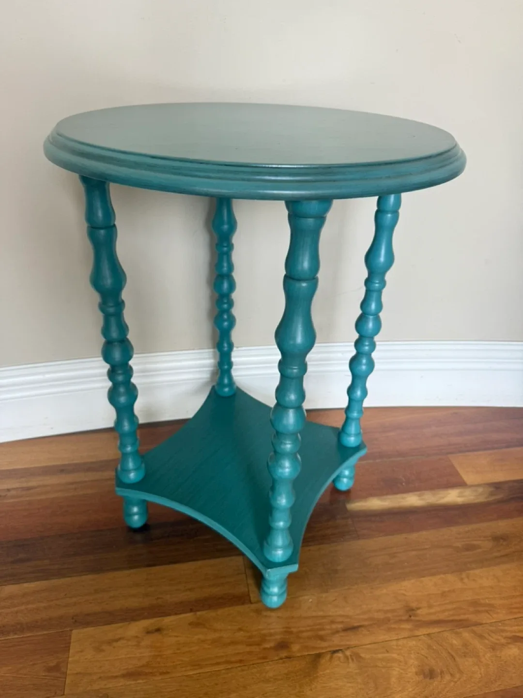 Teal Accent Table with Shelf thumbnail