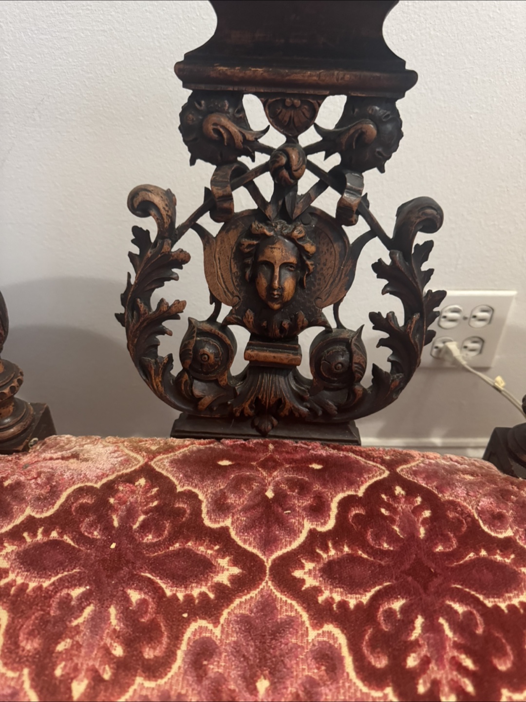 Antique Settee Bench with Ornate Carvings - photo 5