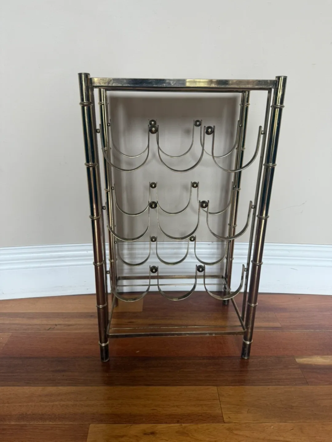 Gold Tone Metal Wine Rack with Marble Top thumbnail