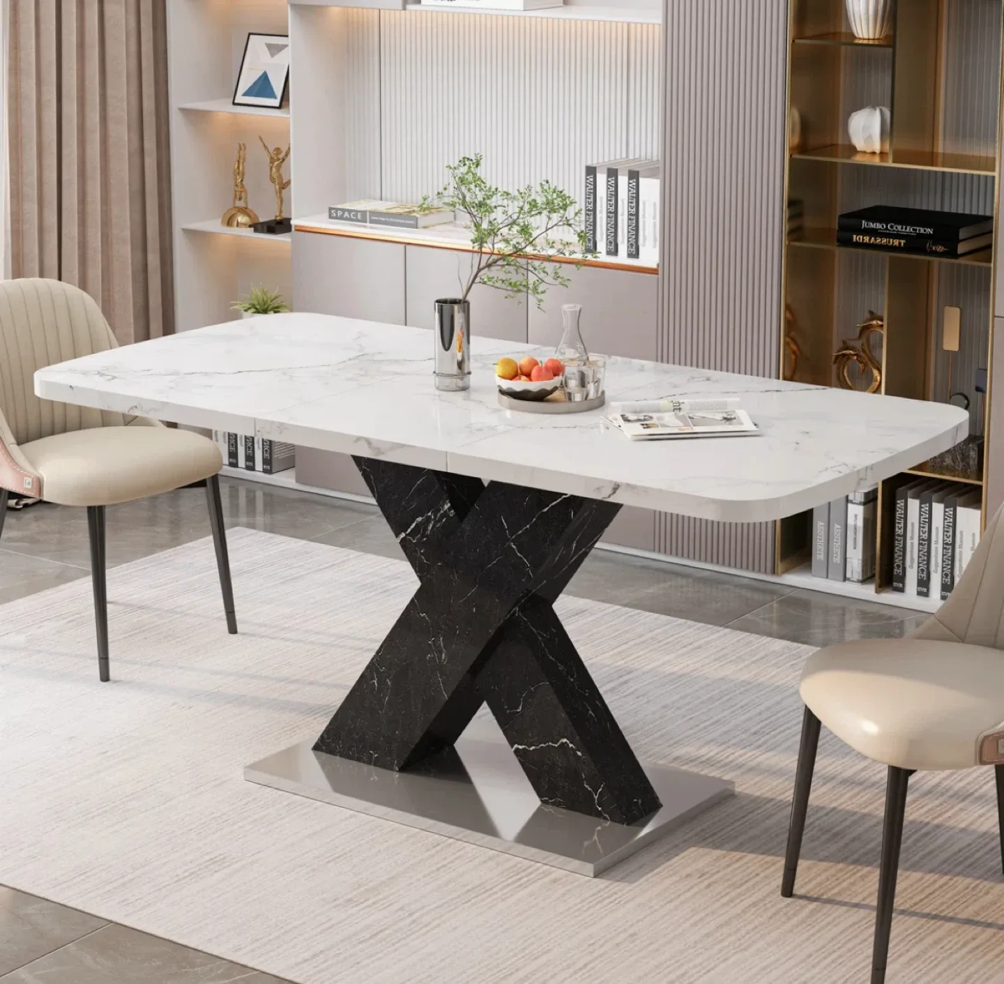 Ivy Bronx Khyaire Dining Table - Marble/Black thumbnail