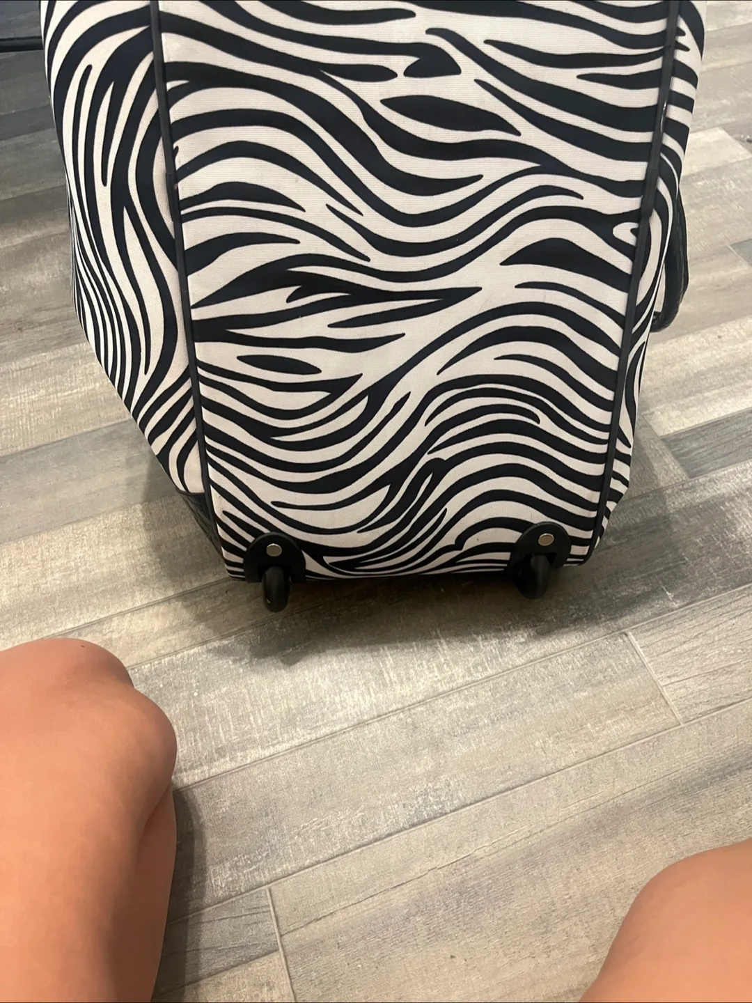 Kathy Van Zeeland Zebra Print Rolling Duffel Bag image indicator(5)