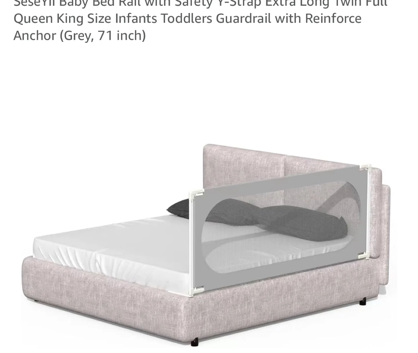 Seseyi Baby Bed Rail - Grey, 71 inch thumbnail