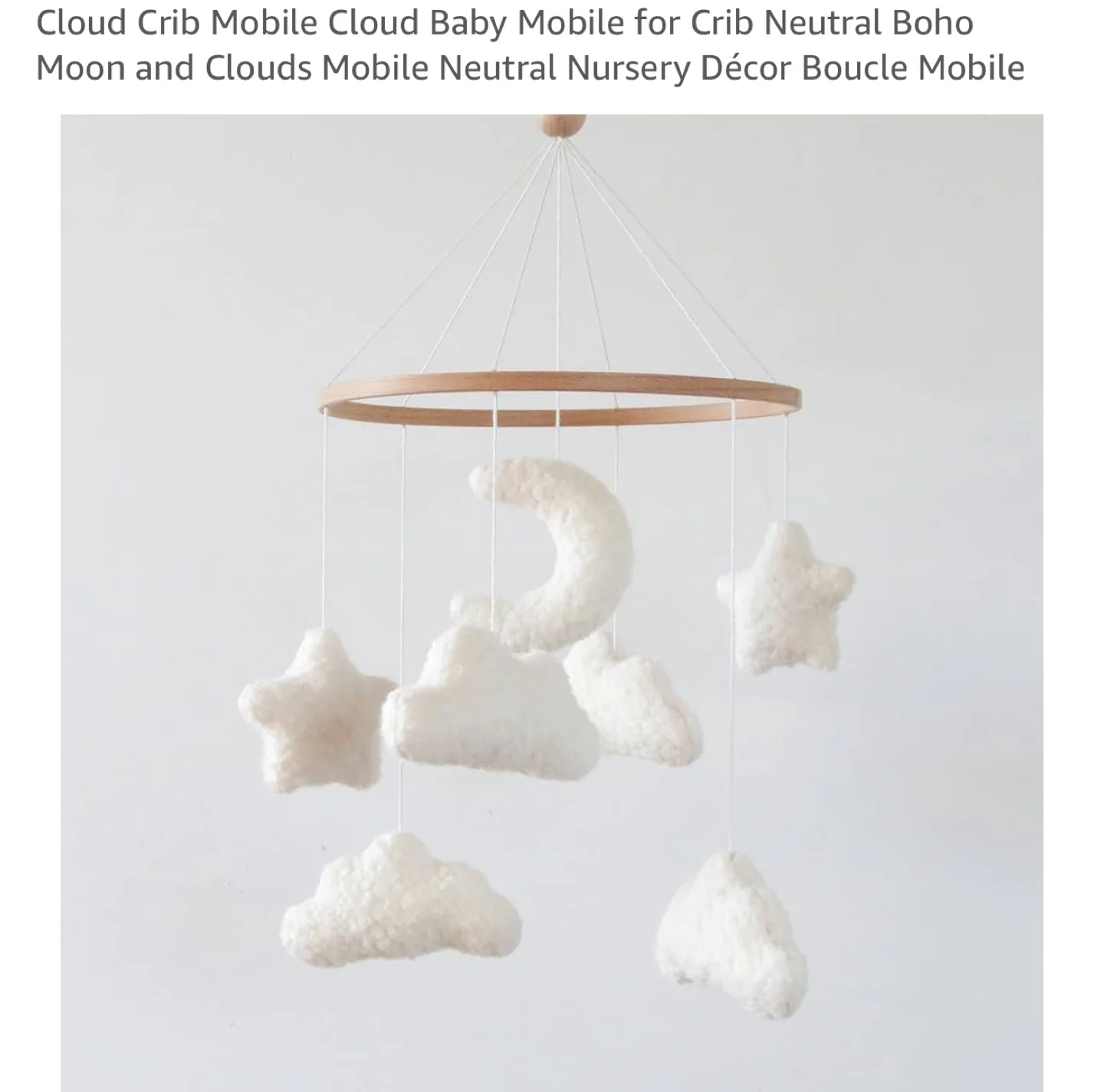 Cloud Crib Mobile - Boho Moon and Clouds Nursery Decor thumbnail