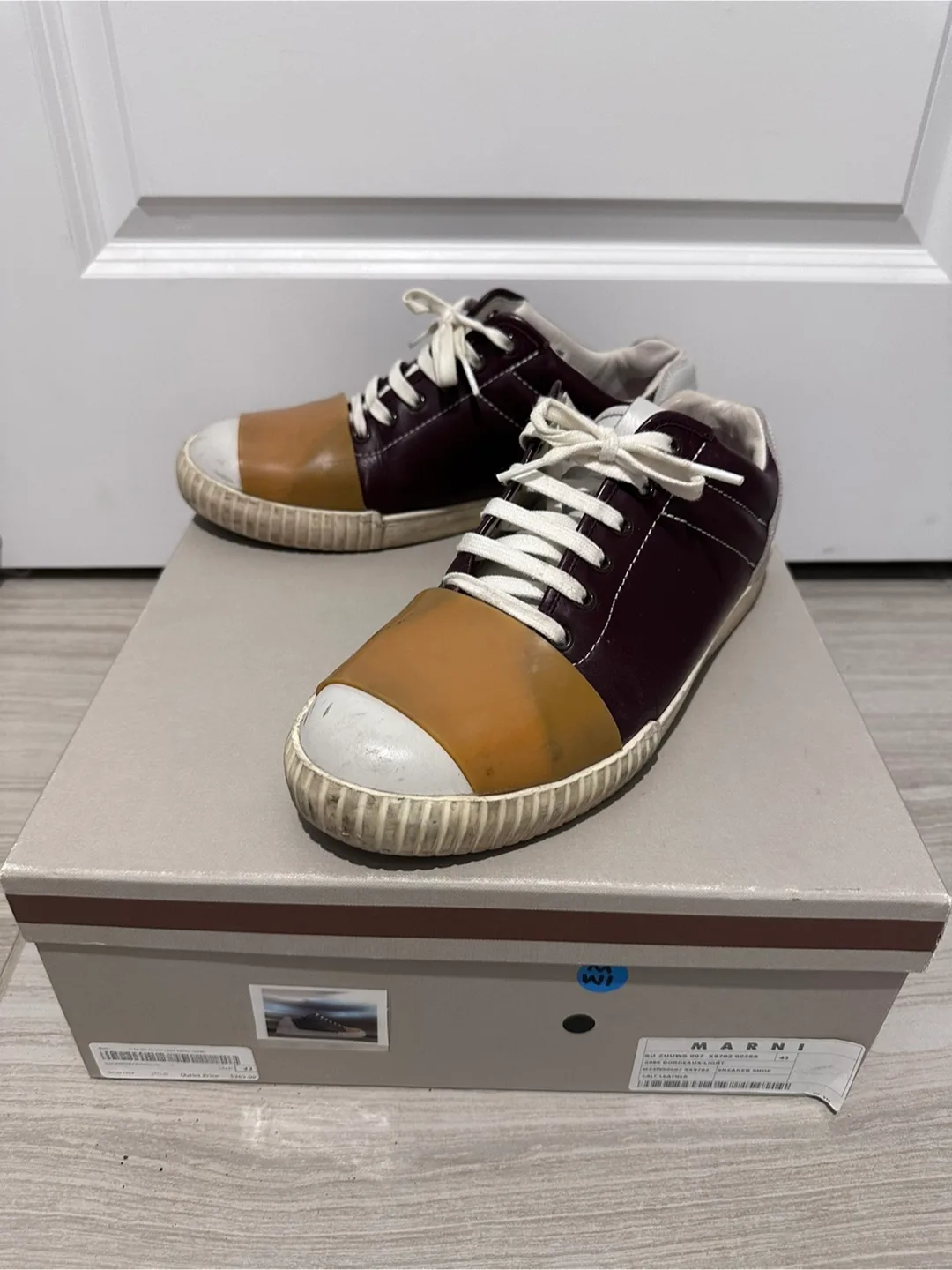 Marni Burgundy/Tan Sneaker Mens Size 43 thumbnail