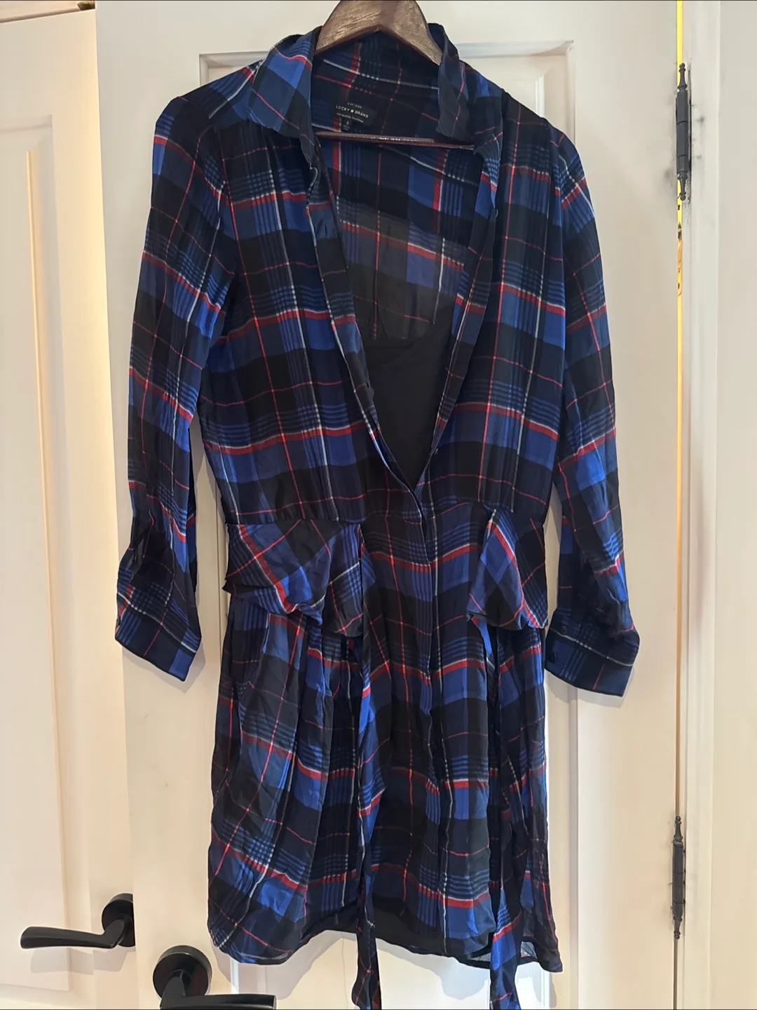 Lucky Brand Plaid Dress - Blue, Black, Red thumbnail