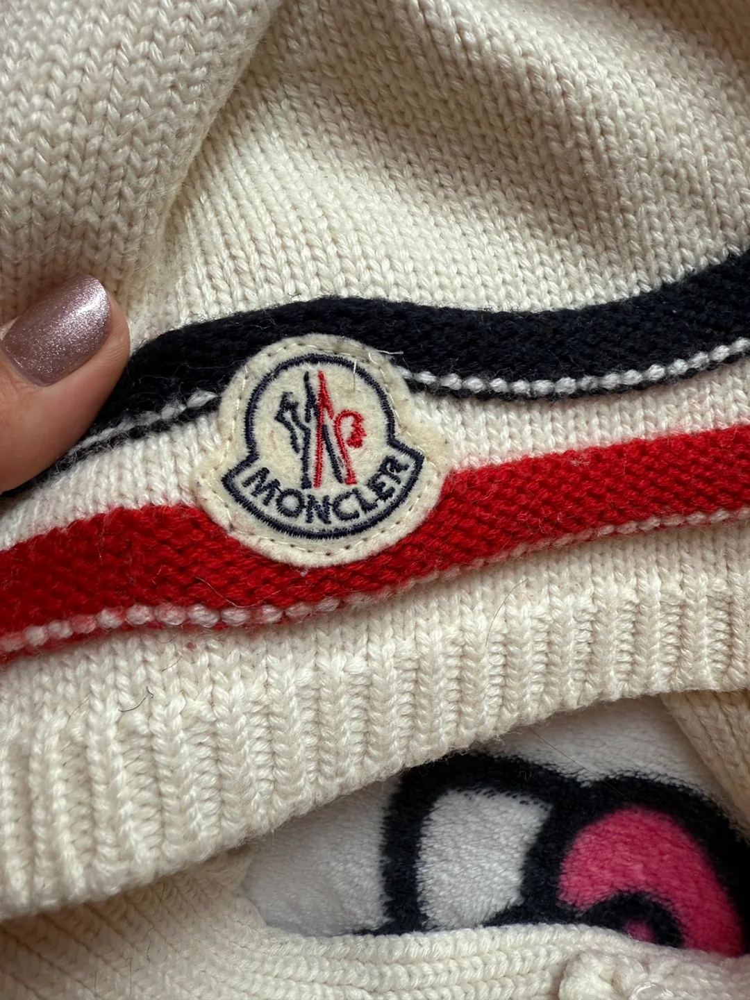 Moncler Wool Beanie - Cream with Stripes image indicator(2)