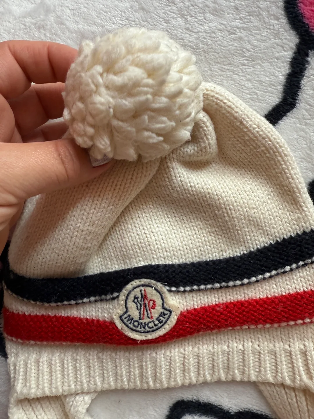 Moncler Wool Beanie - Cream with Stripes image indicator(3)