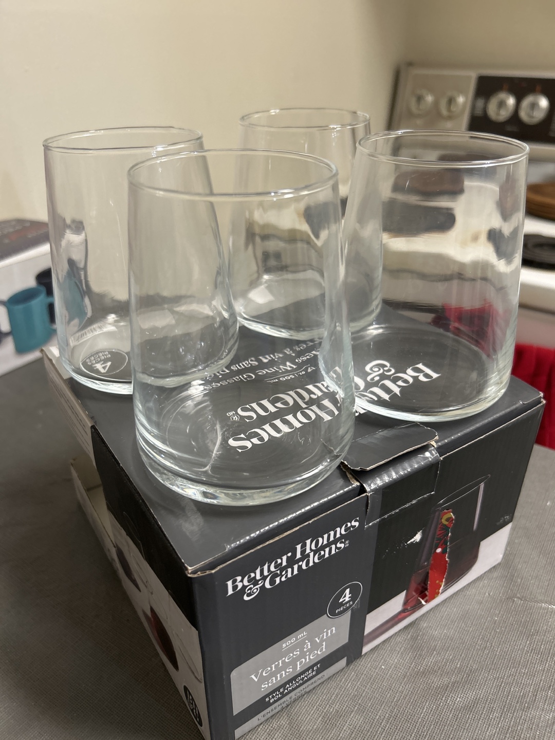 Better Homes & Gardens 4 Stemless Wine Glasses - New - photo 2