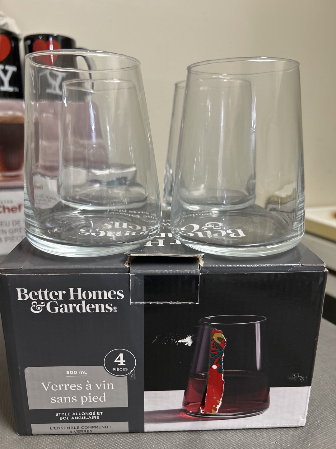 Better Homes & Gardens 4 Stemless Wine Glasses - New - photo 3