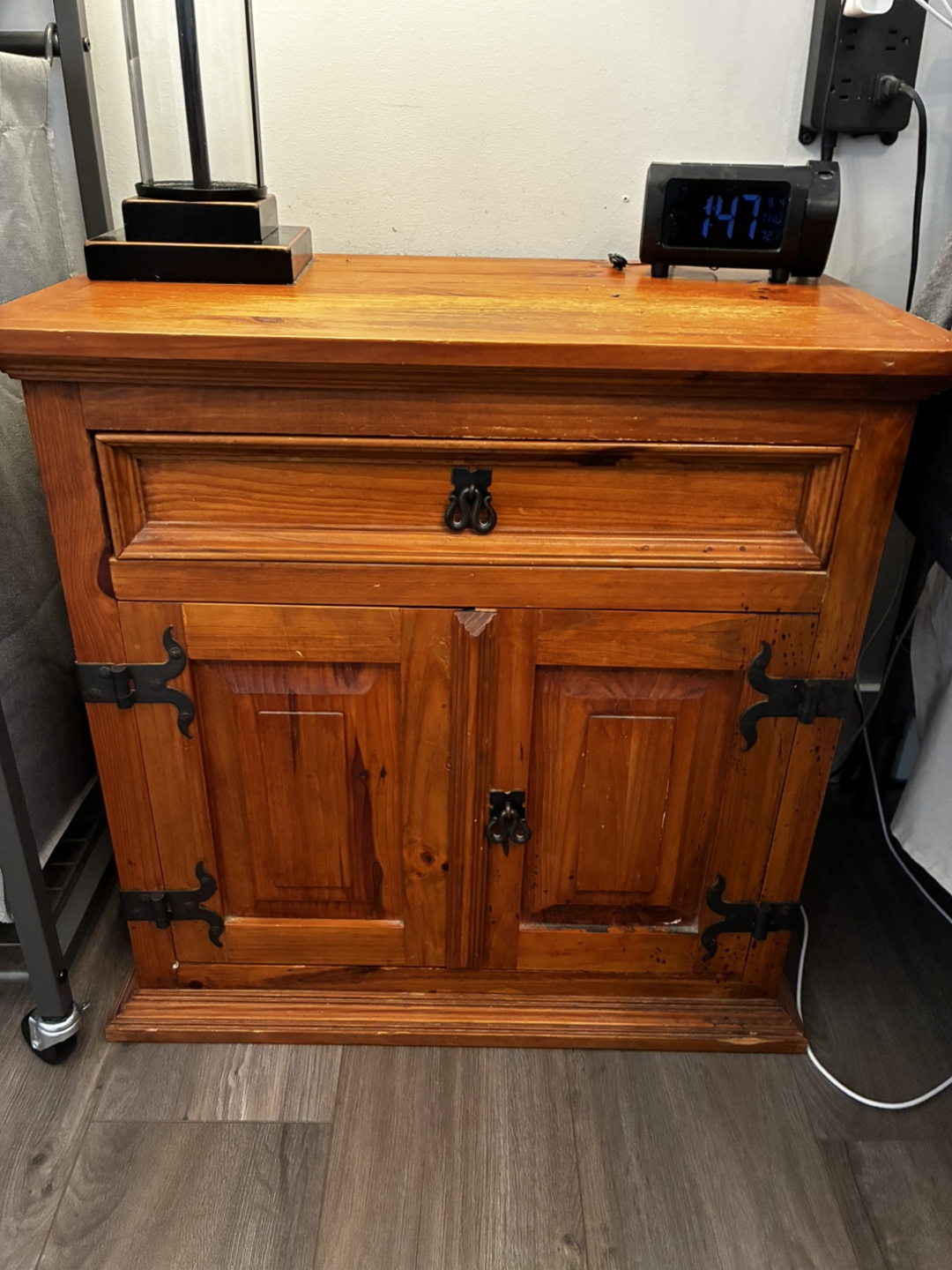 2 solid wood bedside/nightstand tables with drawers and storage