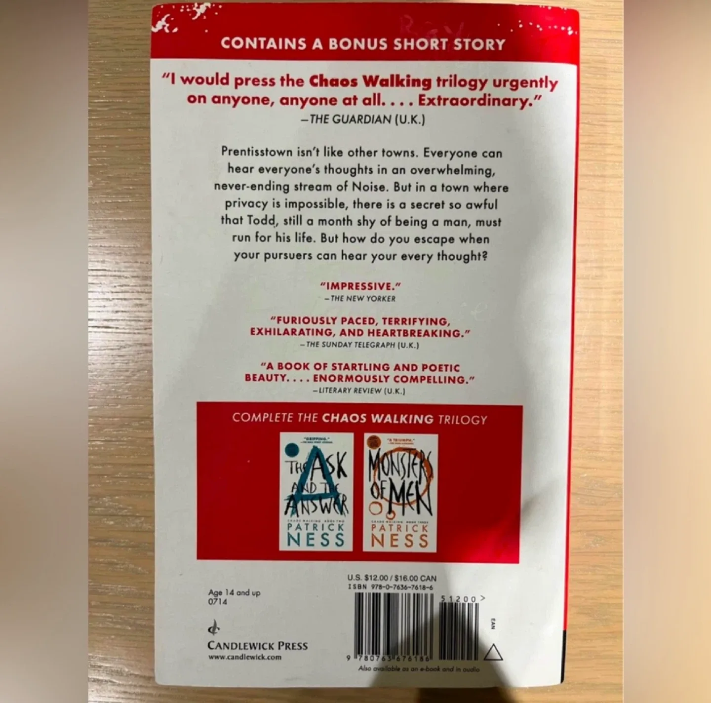 5/$10 📚 THE KNIFE OF NEVER LETTING GO by Patrick Ness image indicator(5)