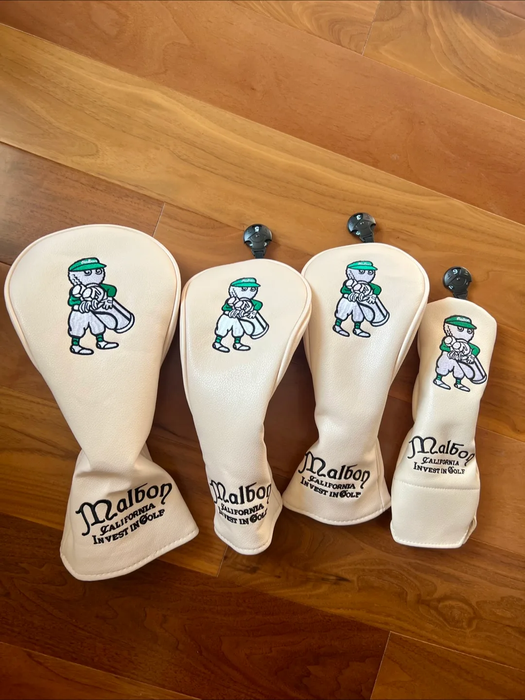Malbon 4pcs Cream Golf Club Headcover Driver Fairway thumbnail