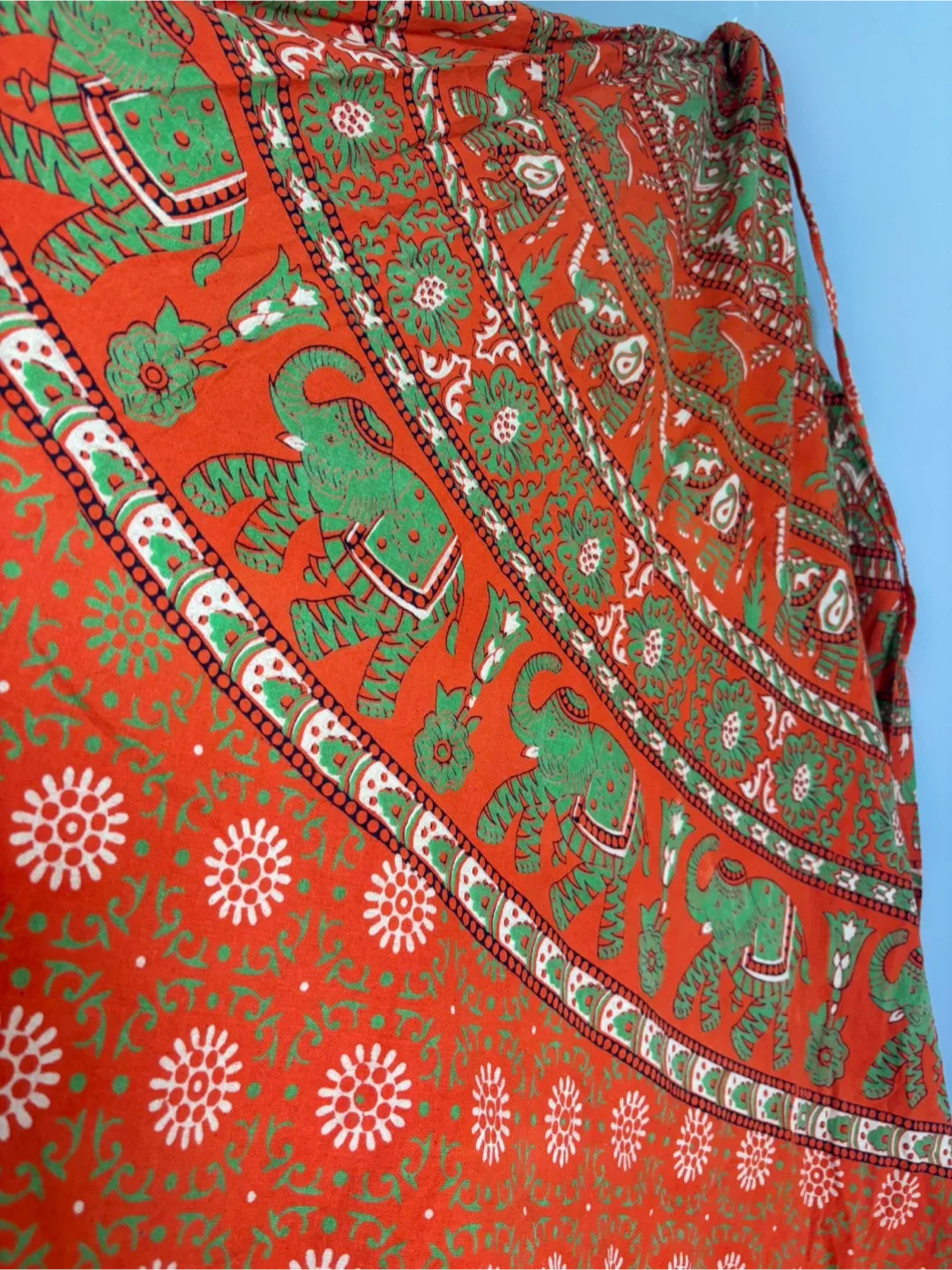 Boho Orange & Green Elephant Print Skirt image indicator(2)