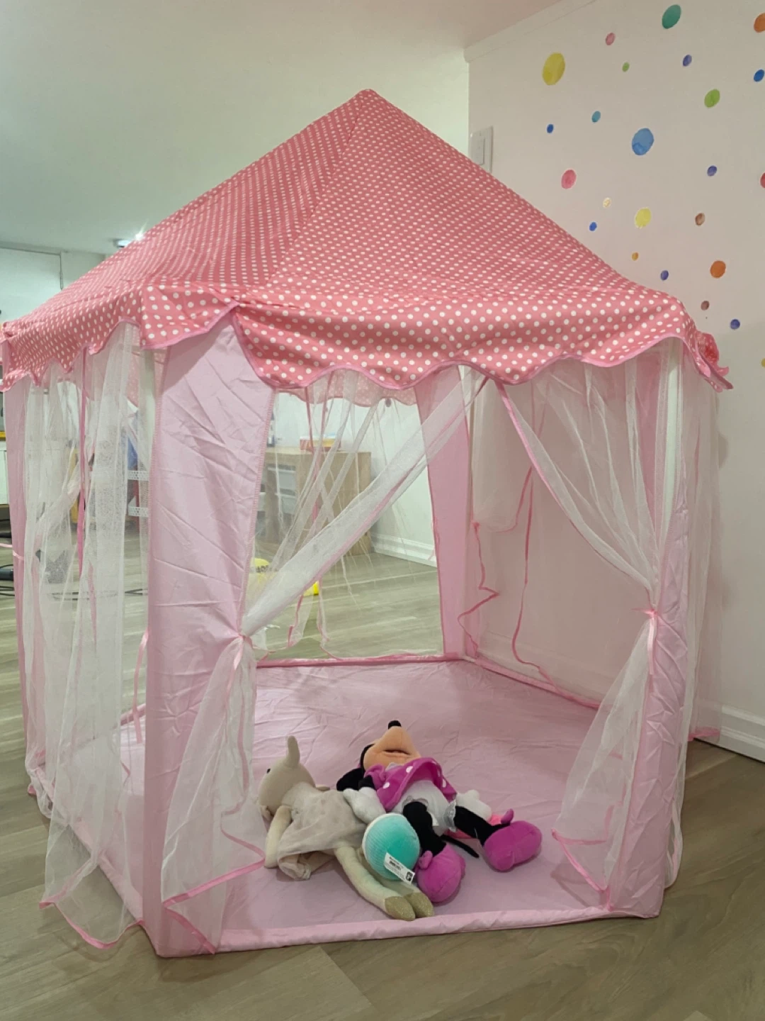 Pink Polka Dot Kids Play Tent with Lights - photo 3