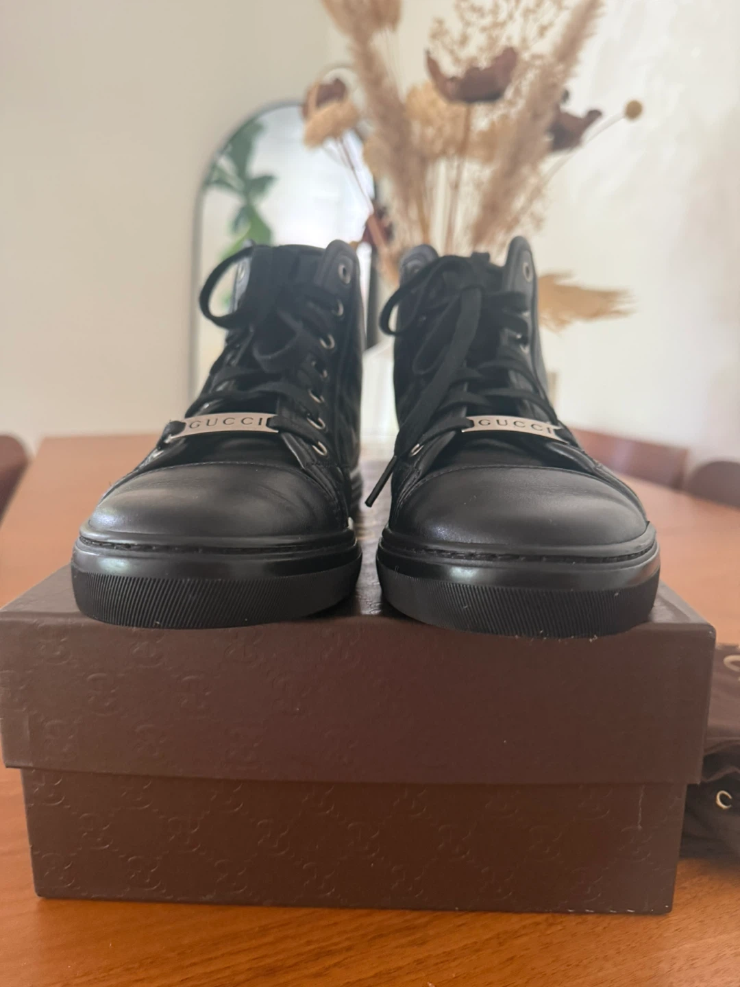 Gucci Black Leather High-Top Sneakers - photo 3