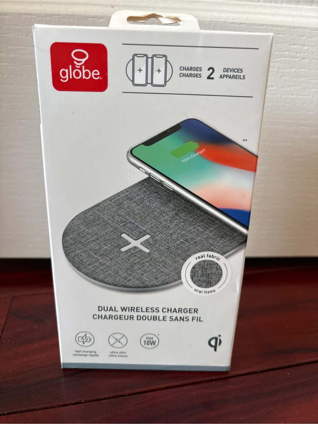 New Globe Dual Wireless Charger - Fabric Grey White