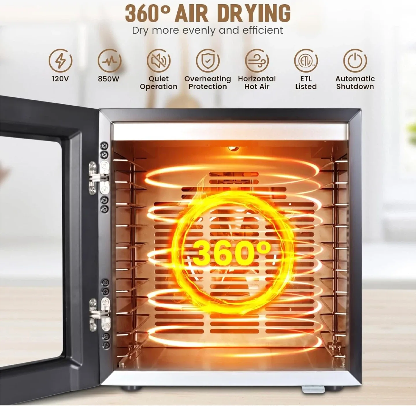 Heneat 10-Tray Food Dehydrator image indicator(6)