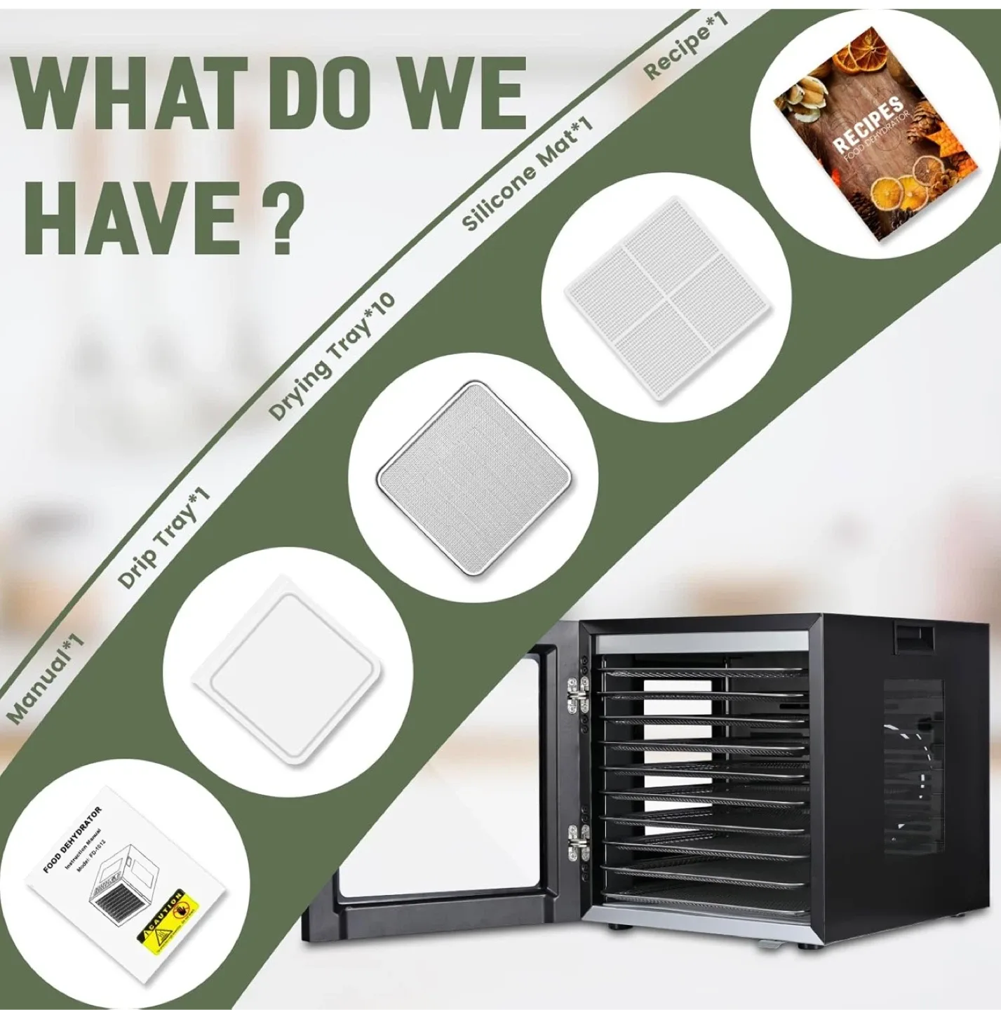 Heneat 10-Tray Food Dehydrator image indicator(9)