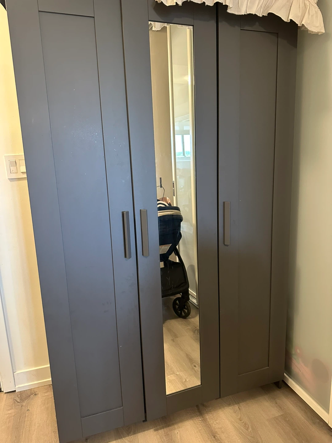 Ikea Grey Wardrobe with Mirror