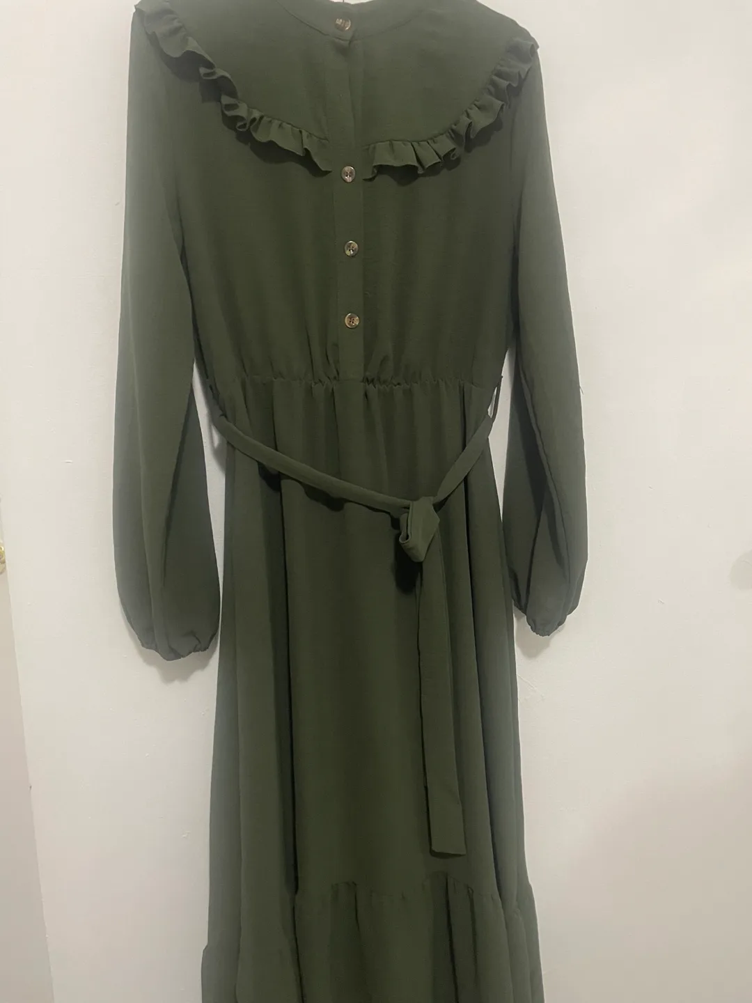 Olive Green Ruffle Collar Dress image indicator(2)