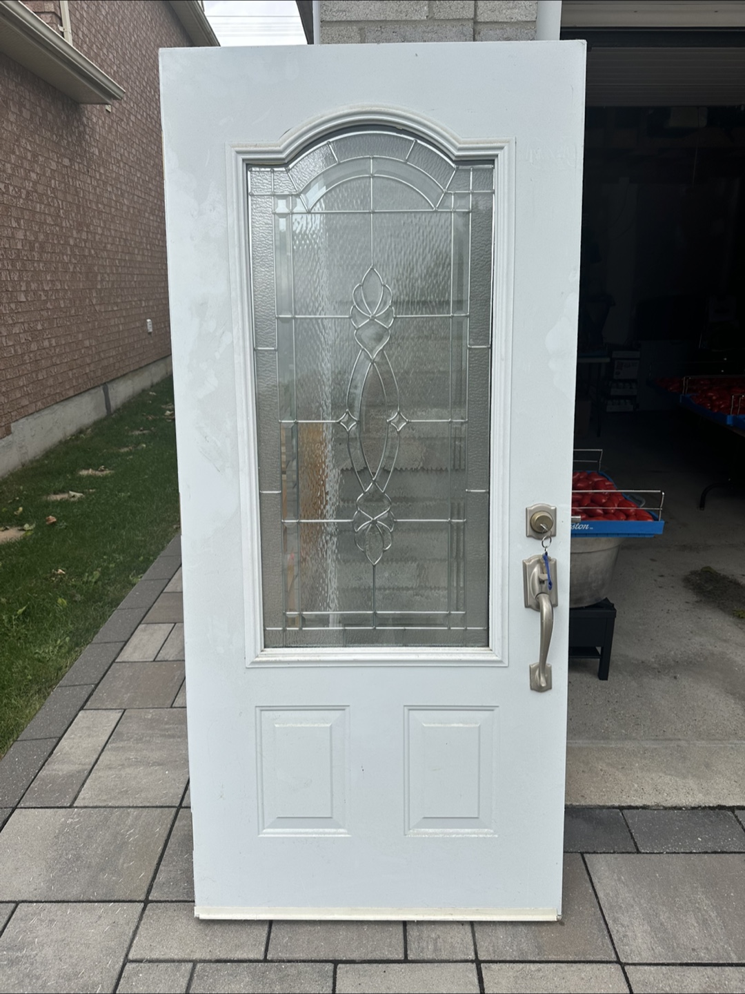 White Exterior Door with Glass Window